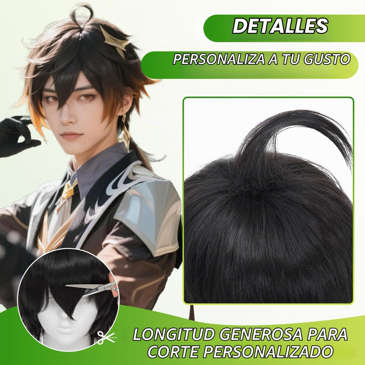 kelagoo Peluca negra de corte corto para hombres\/mujeres, peluca d...