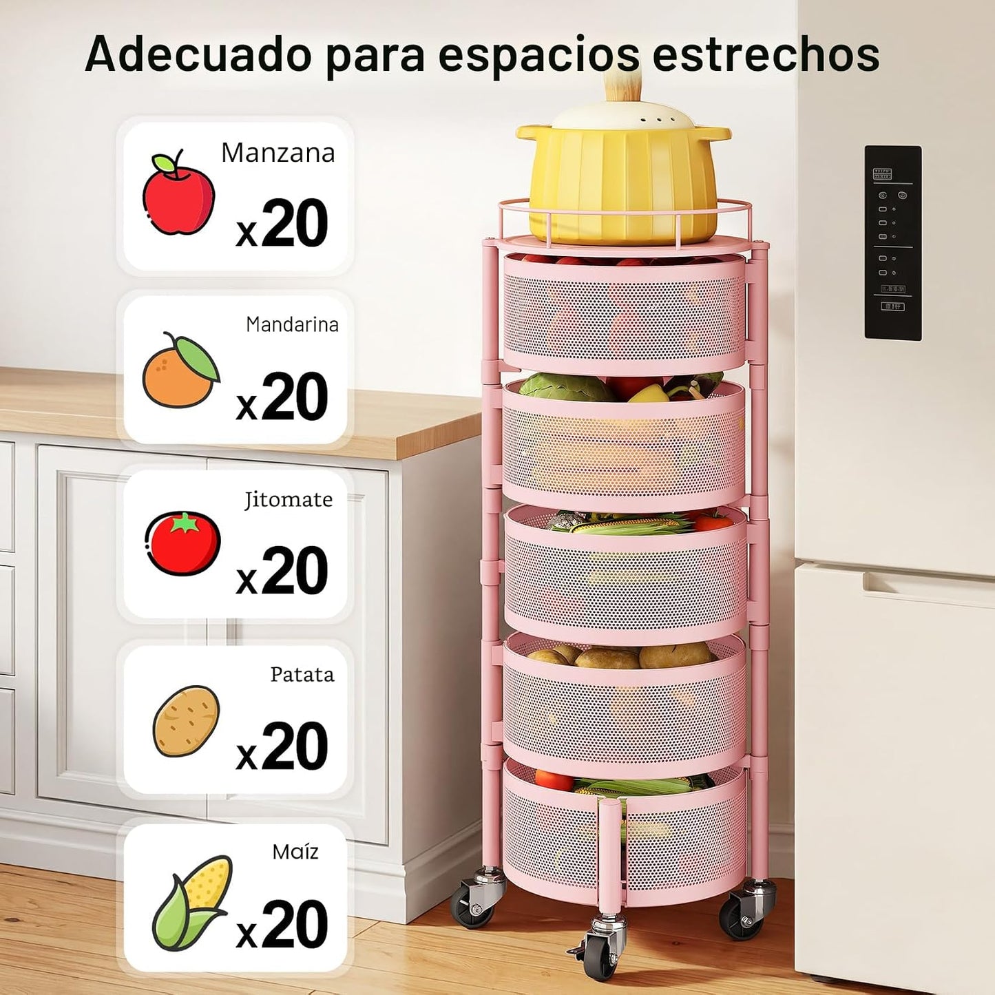 SAYZH Soporte para cesta de frutas y verduras de 5 niveles para coc...