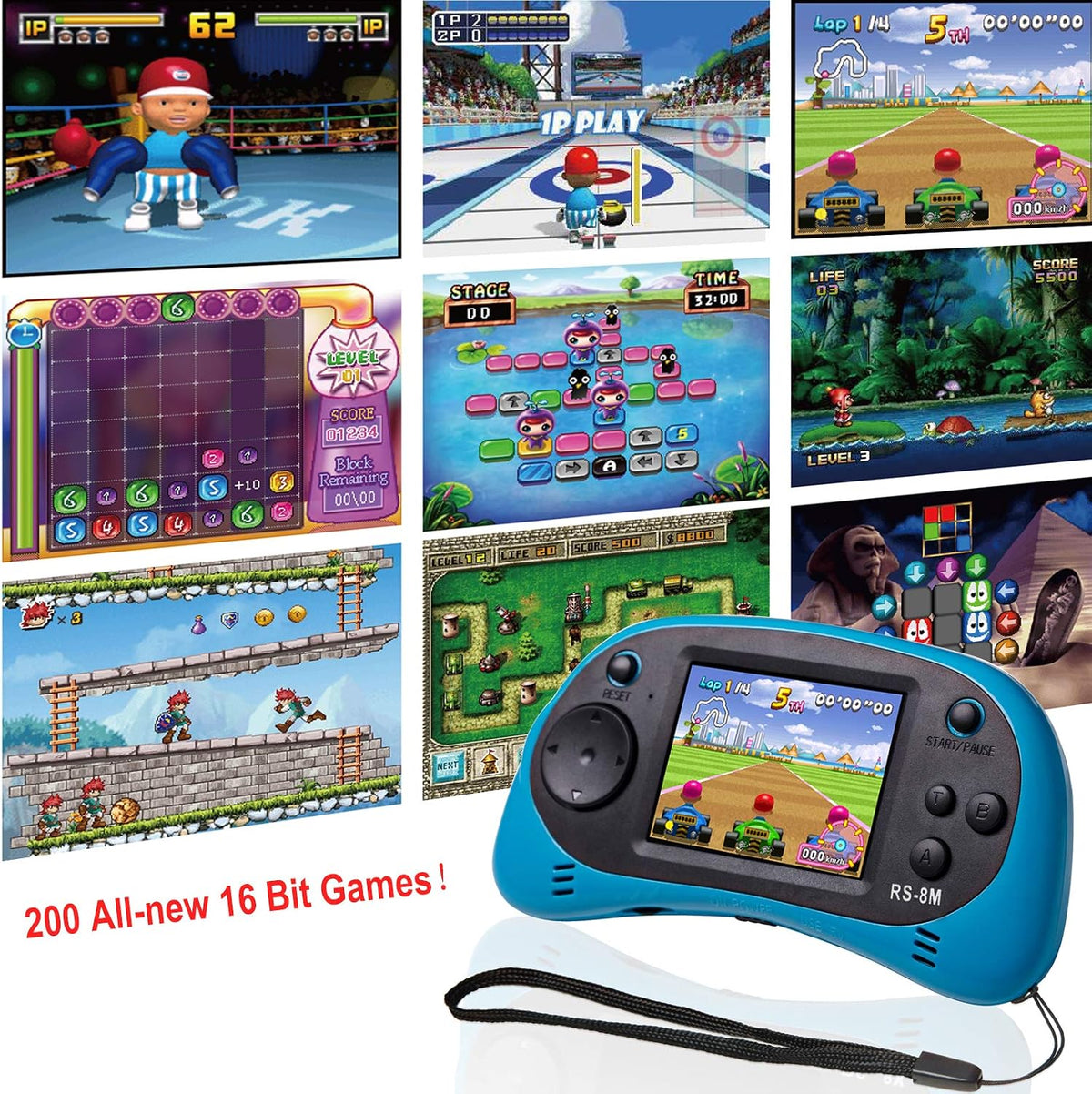 Reproductor de videojuegos portátil de mano para niños con 200 jueg...