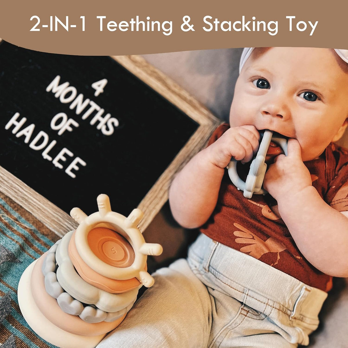 Moonkie Stacks of Circles - Juguete de dentición suave | Juguete ed...