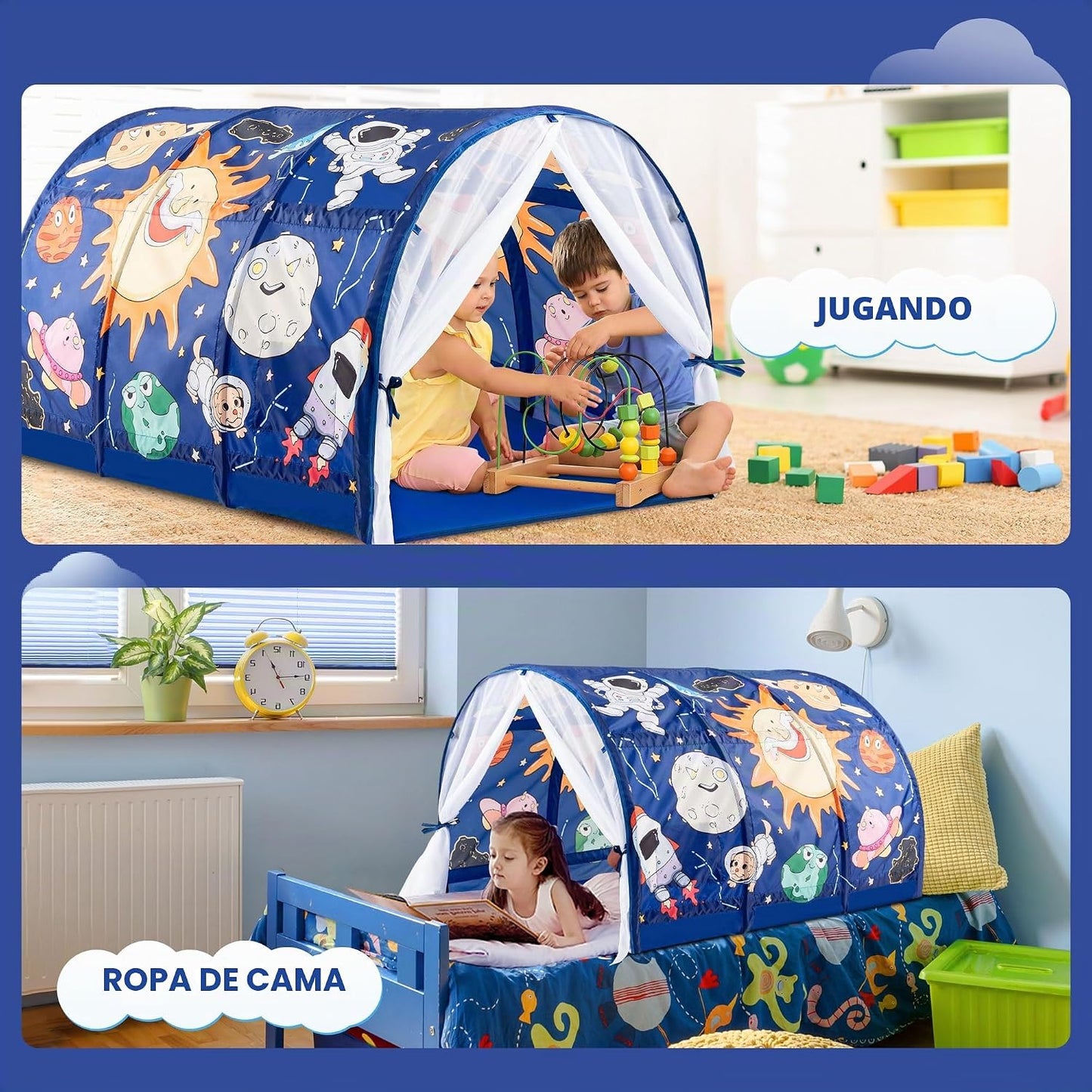 ANC POP Tienda de campaña para niños con tira de luces LED de 55 x...