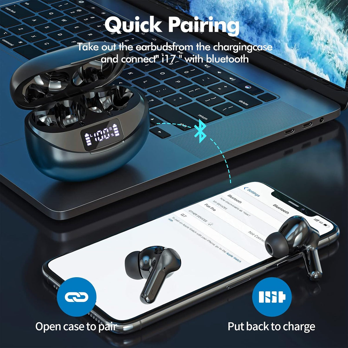 Fhumsh Auriculares inalámbricos Bluetooth 5.4, auriculares con canc...