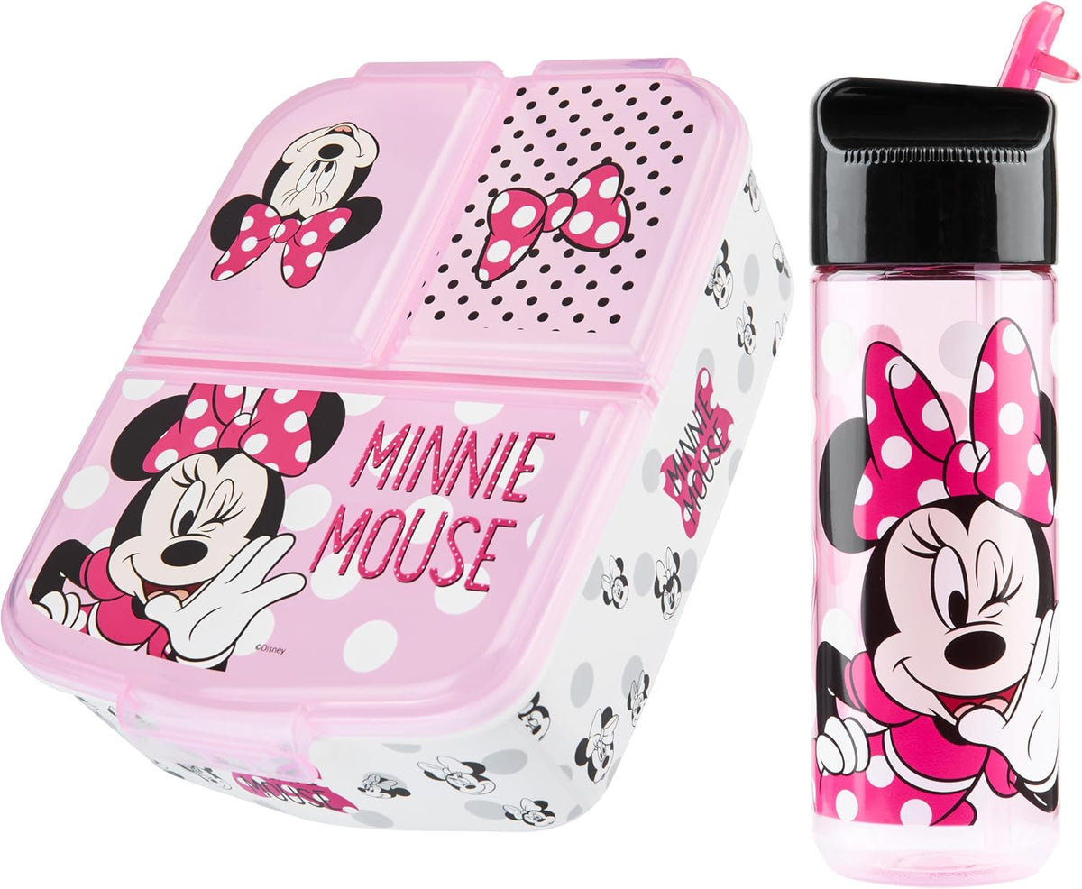 Disney Minnie Mouse Lonchera para niños con compartimentos y botell...