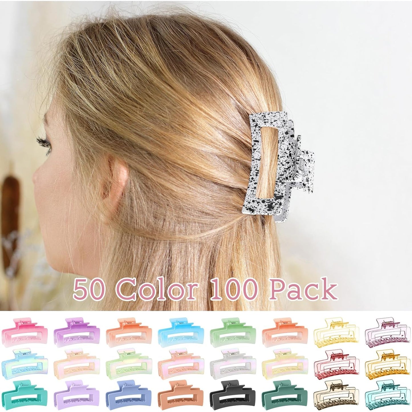 XunYee Juego de 100 pinzas para el cabello, pinzas cuadradas grande...