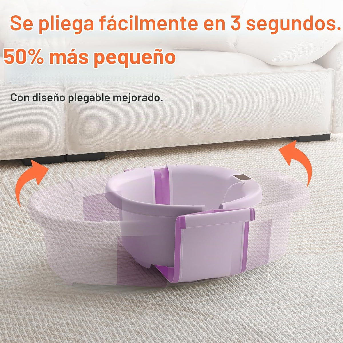 Bañera plegable para bebé, bañera grande para bebé con termómetro y...