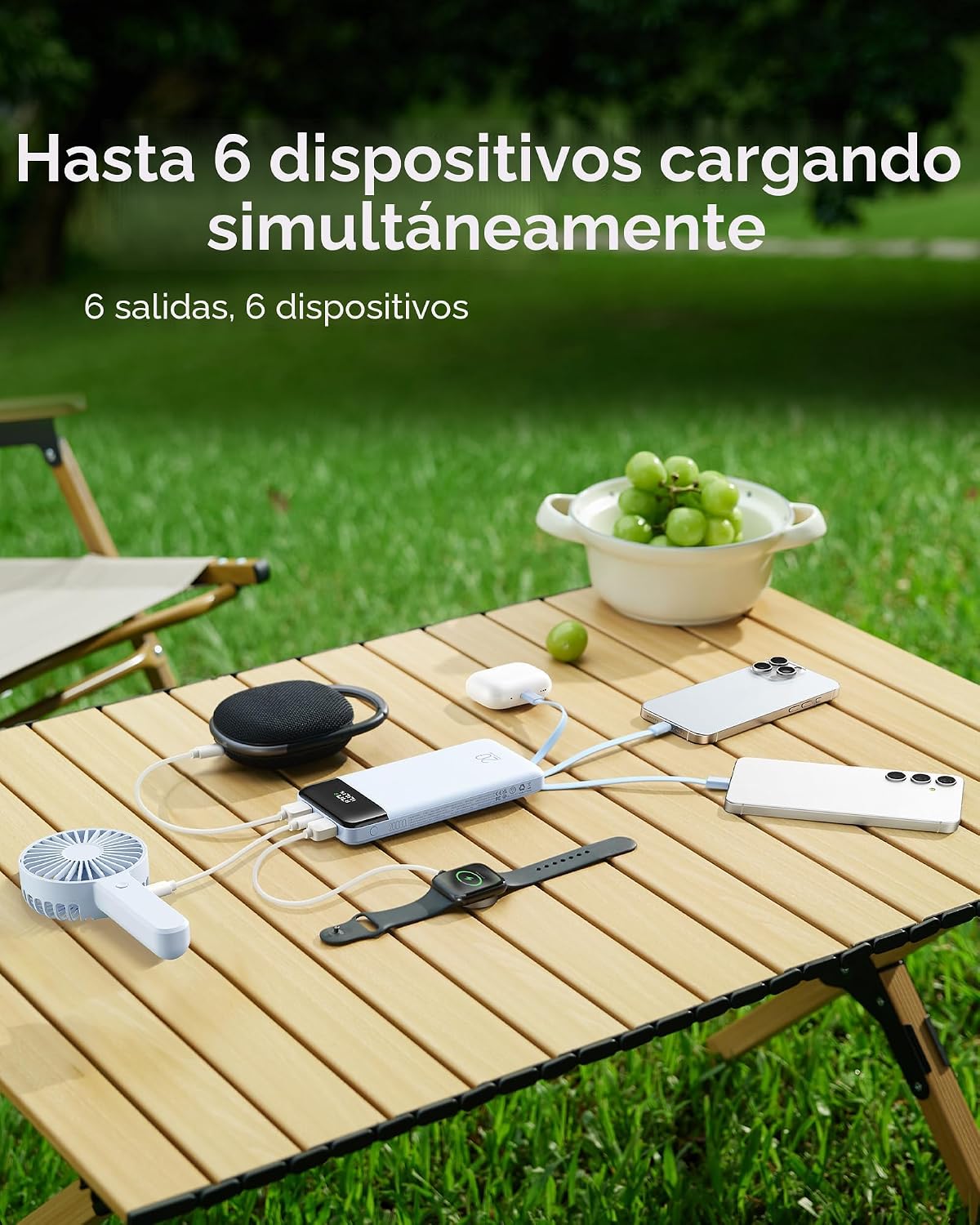 Charmast - Cargador portátil de 20000 mAh con cables incorporados,...