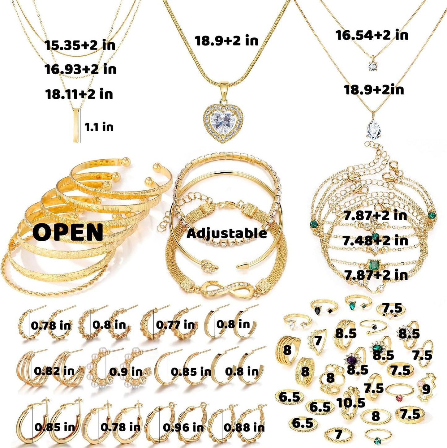 IFKM Juego de joyas chapadas en oro para mujer, collares de múltipl...