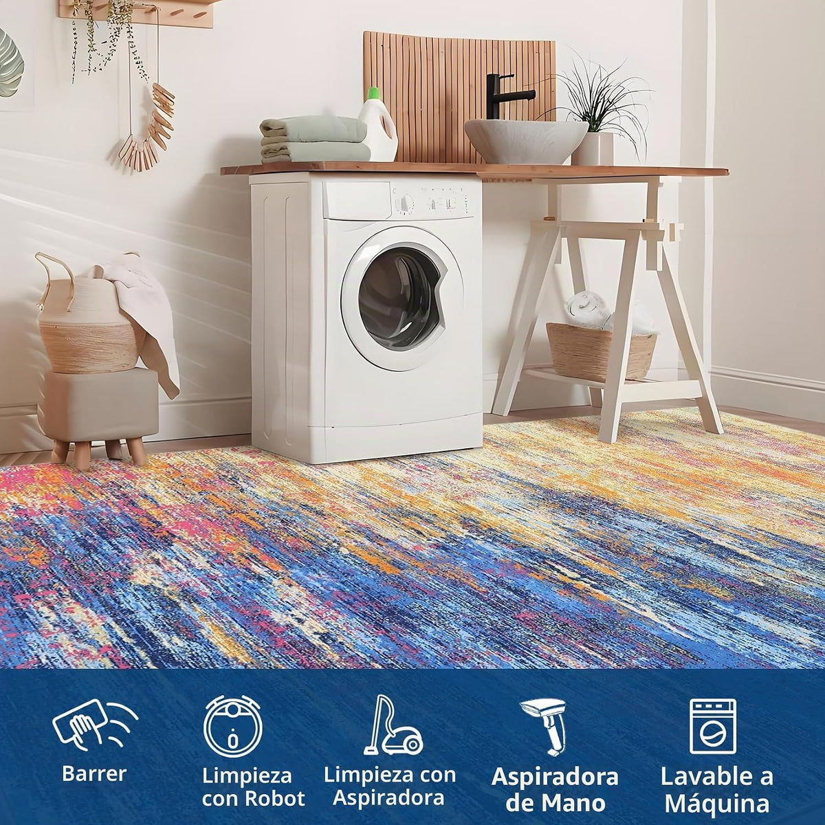 ROYHOME - Alfombra moderna y abstracta para sala de estar de 8 x 10...