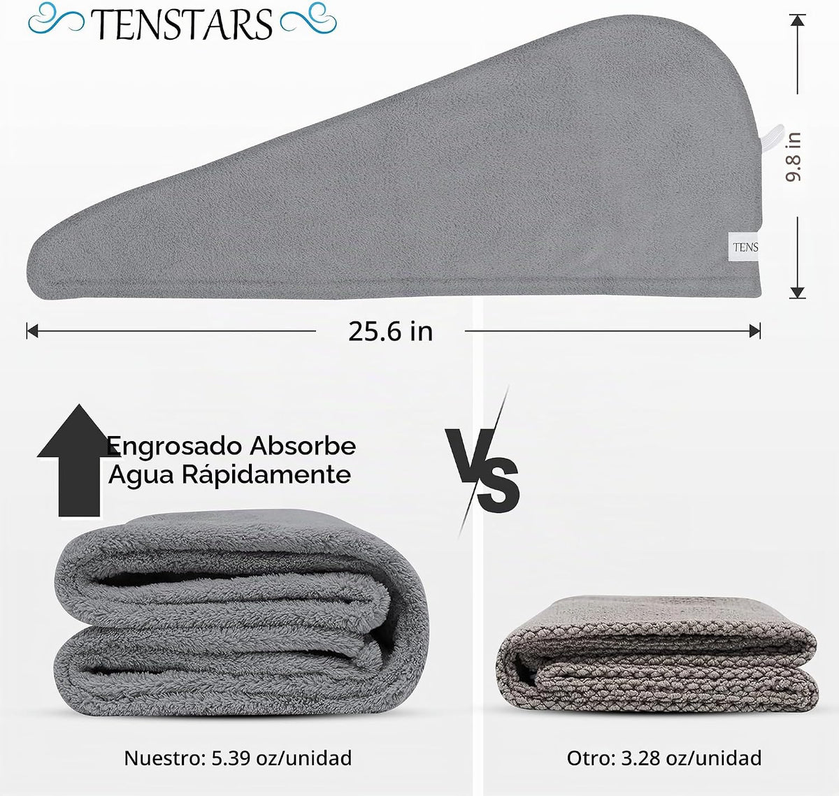 TENSTARS Paquete de 5 Toallas de Microfibra Engrosadas para Cabello...