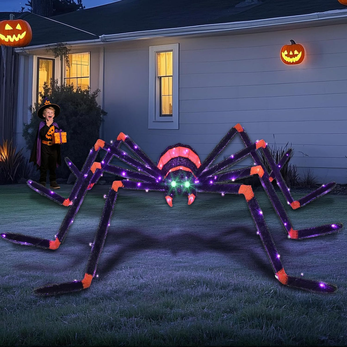 HOYECHI Decoraciones de Halloween araña gigante de 6.8 pies, decora...
