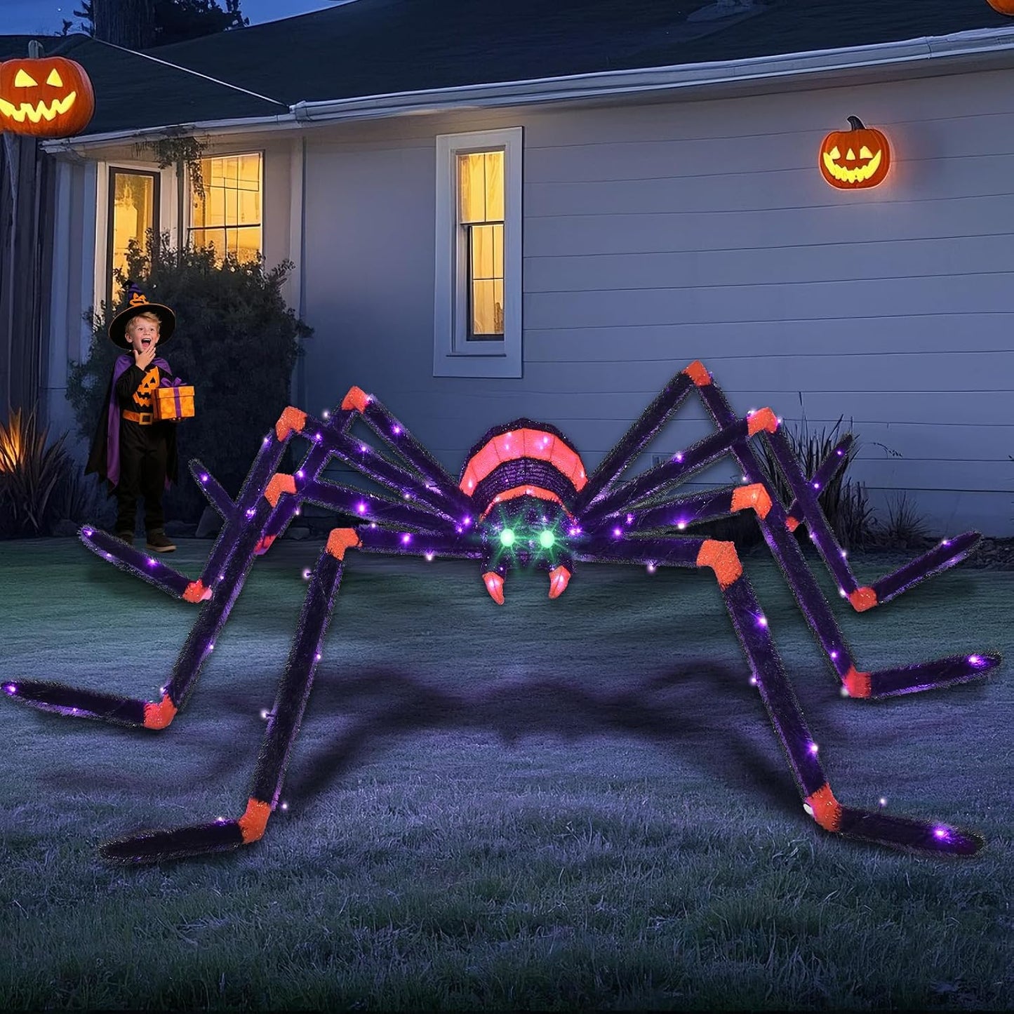 HOYECHI Decoraciones de Halloween araña gigante de 6.8 pies, decora...