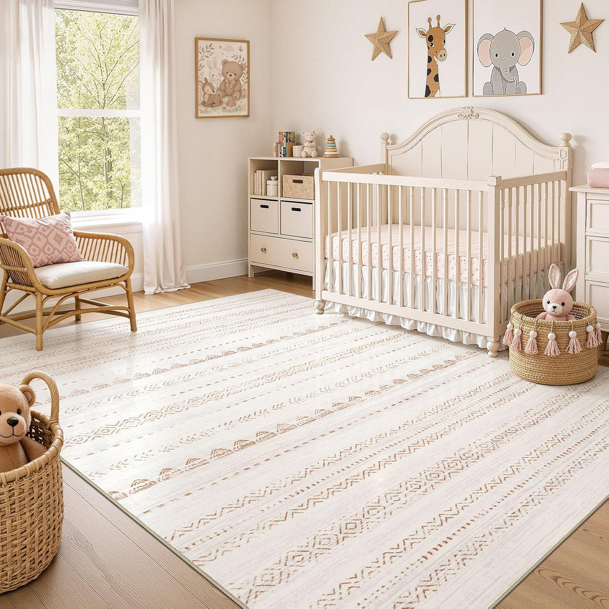 Nakagishi - Tapete de 6 x 9 pies para sala de estar: lavable, bohem...