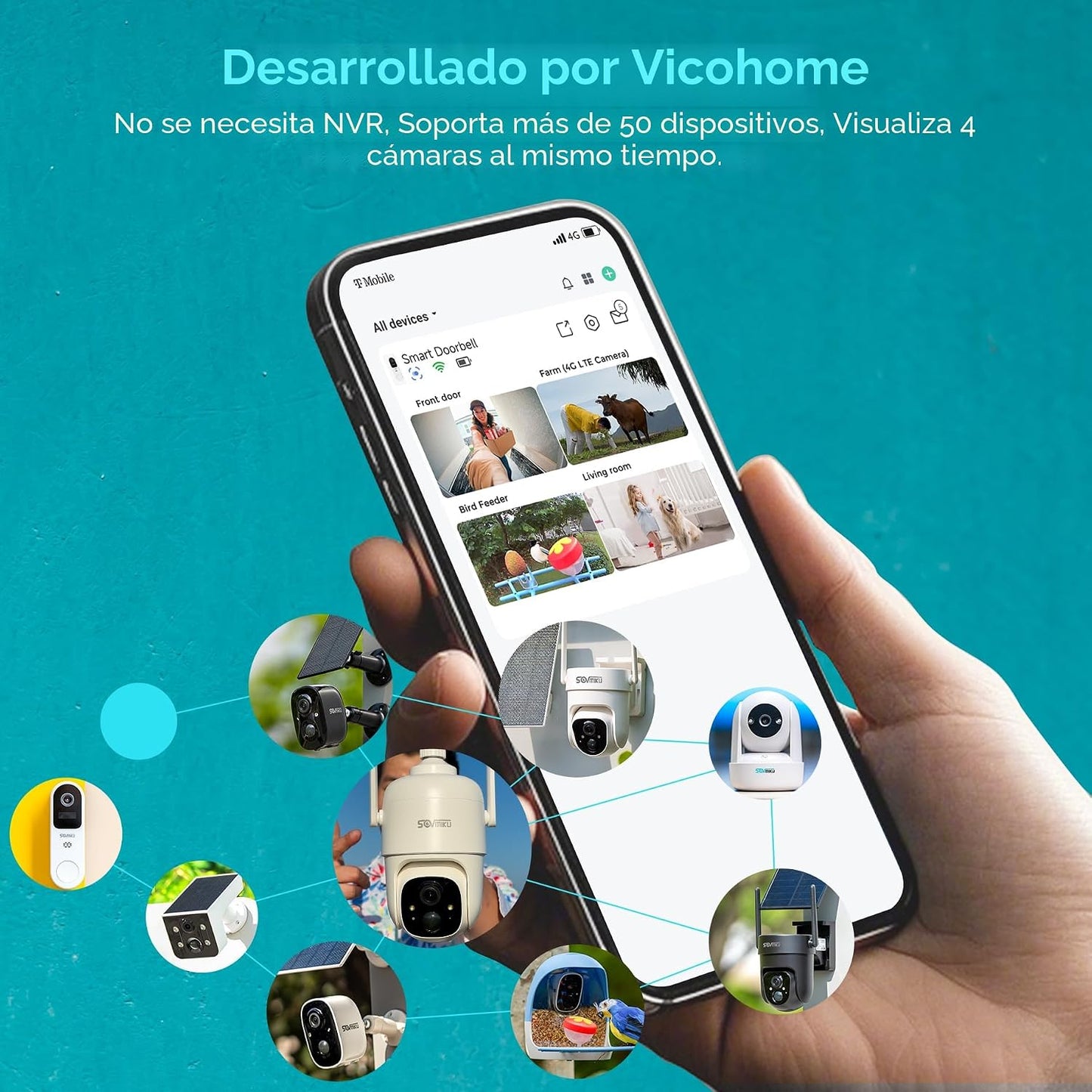 SOVMIKU 2CQ1 AI 2K Cámara de seguridad solar inalámbrica para exter...
