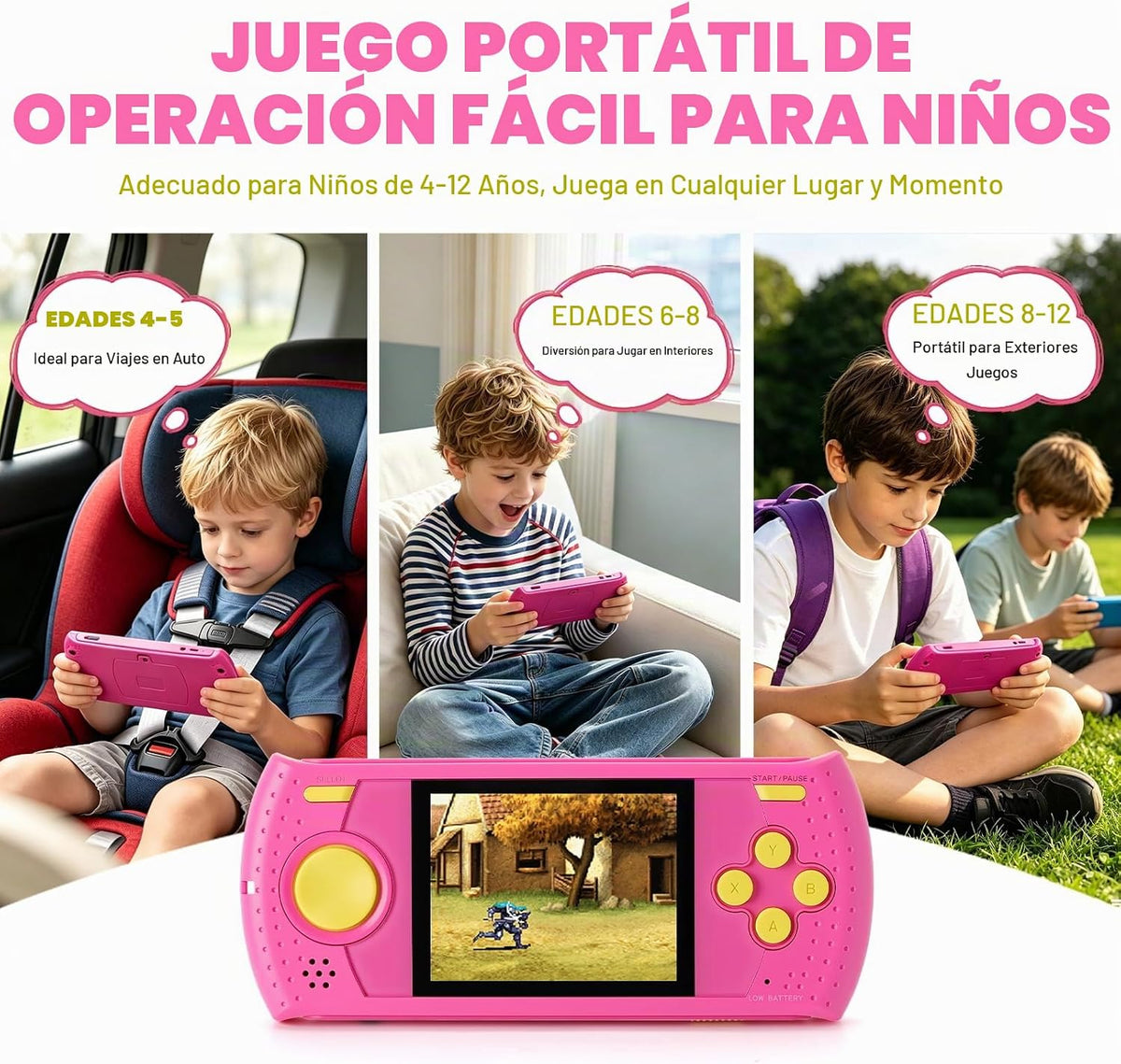 Juego de mano para niños, reproductor de videojuegos portátil con 2...