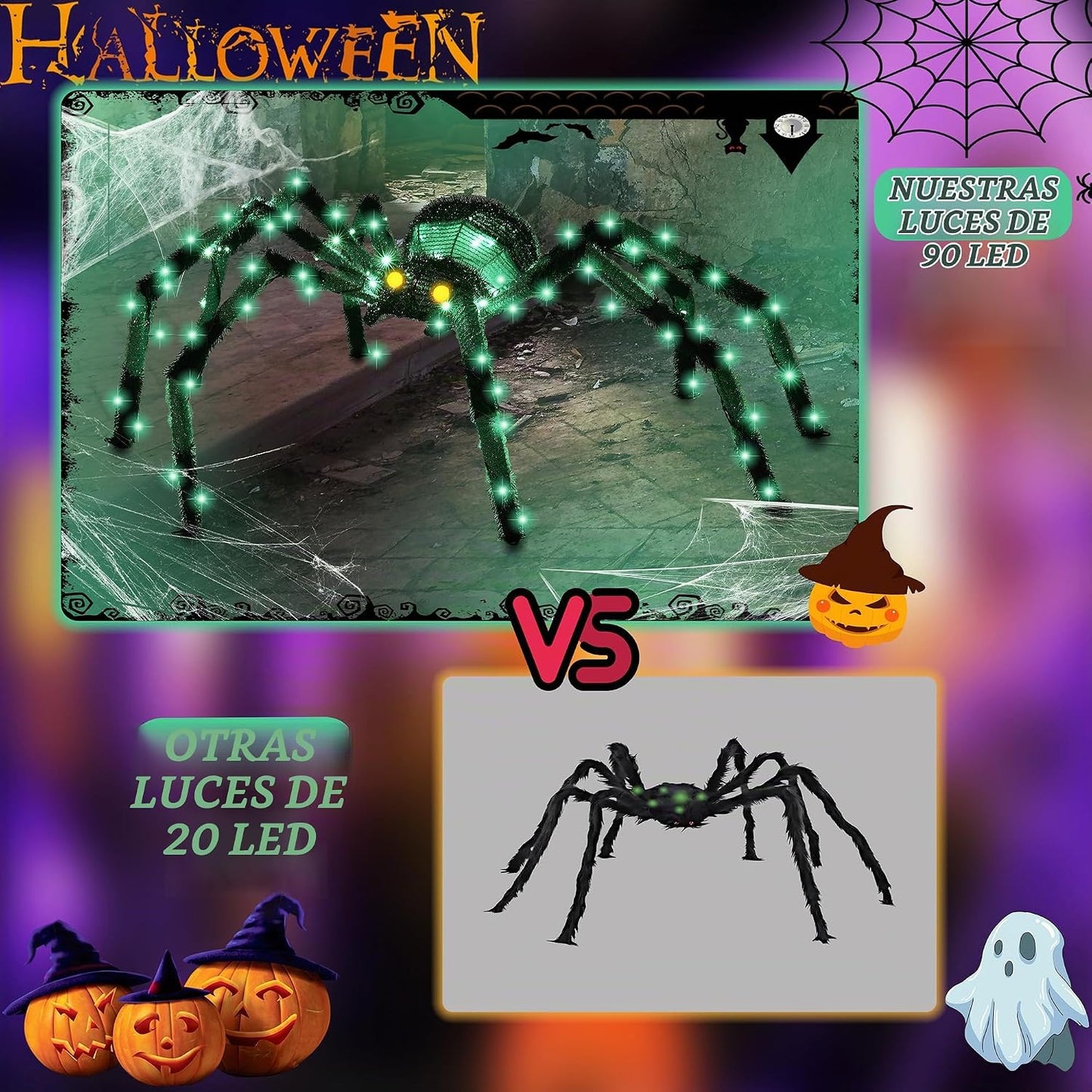Araña gigante de 4.2 pies para decoración de Halloween al aire libr...