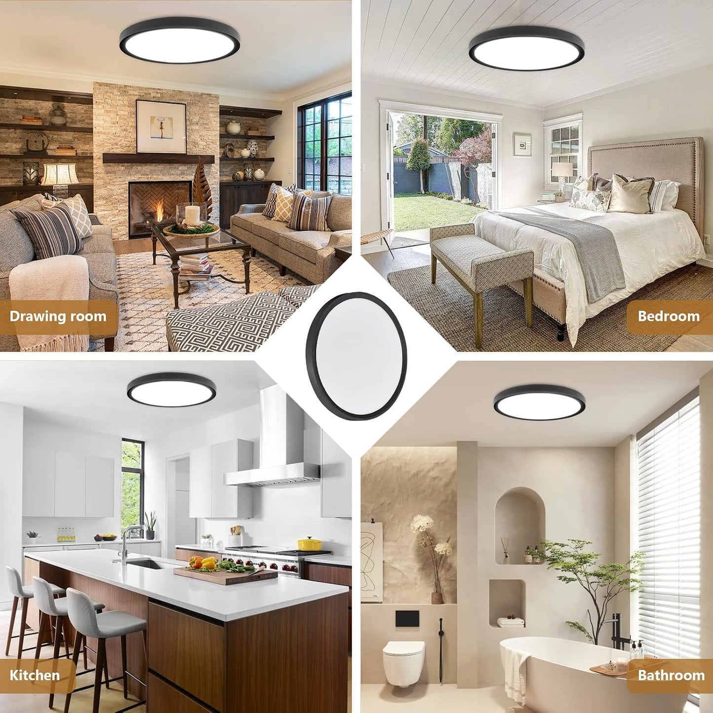 6PK Luz de Techo LED Empotrada Súper Delgada de 12 Pulgadas, 24W, 2...