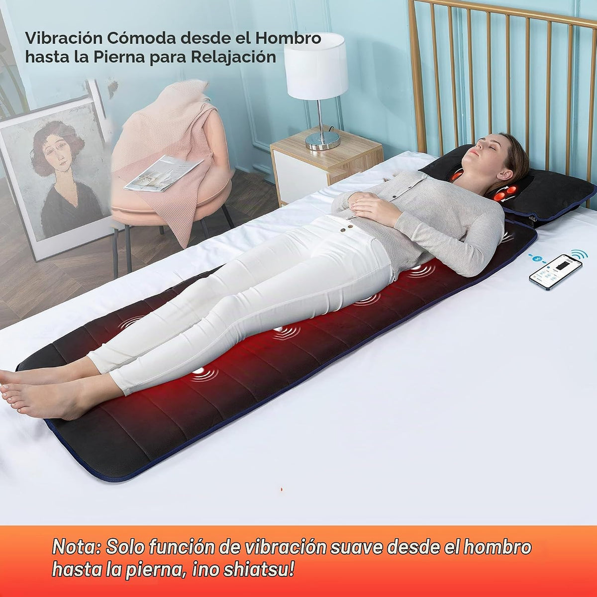 COMFIER Esterilla de masaje de cuerpo completo con calor y vibració...