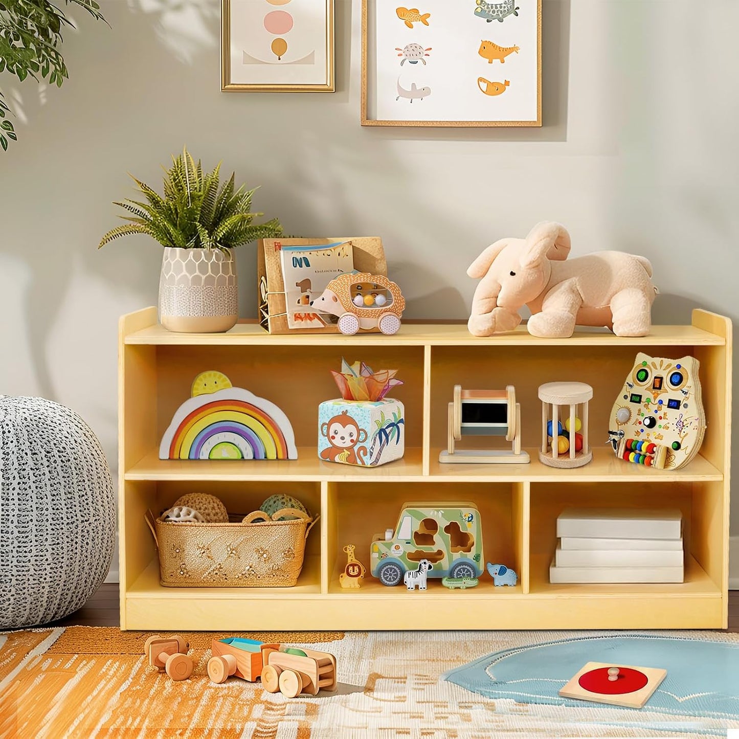 PTINFLUCE Estante Montessori, organizador de almacenamiento de jugu...