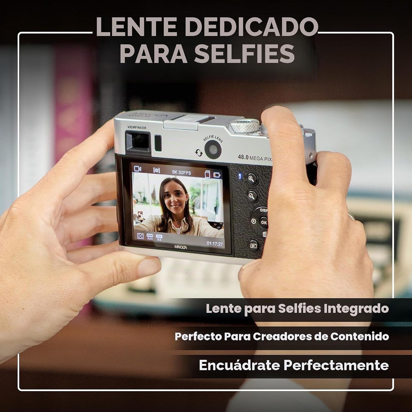Minolta Cámara digital retro \u2013 Compacta de 48MP con enfoque au...