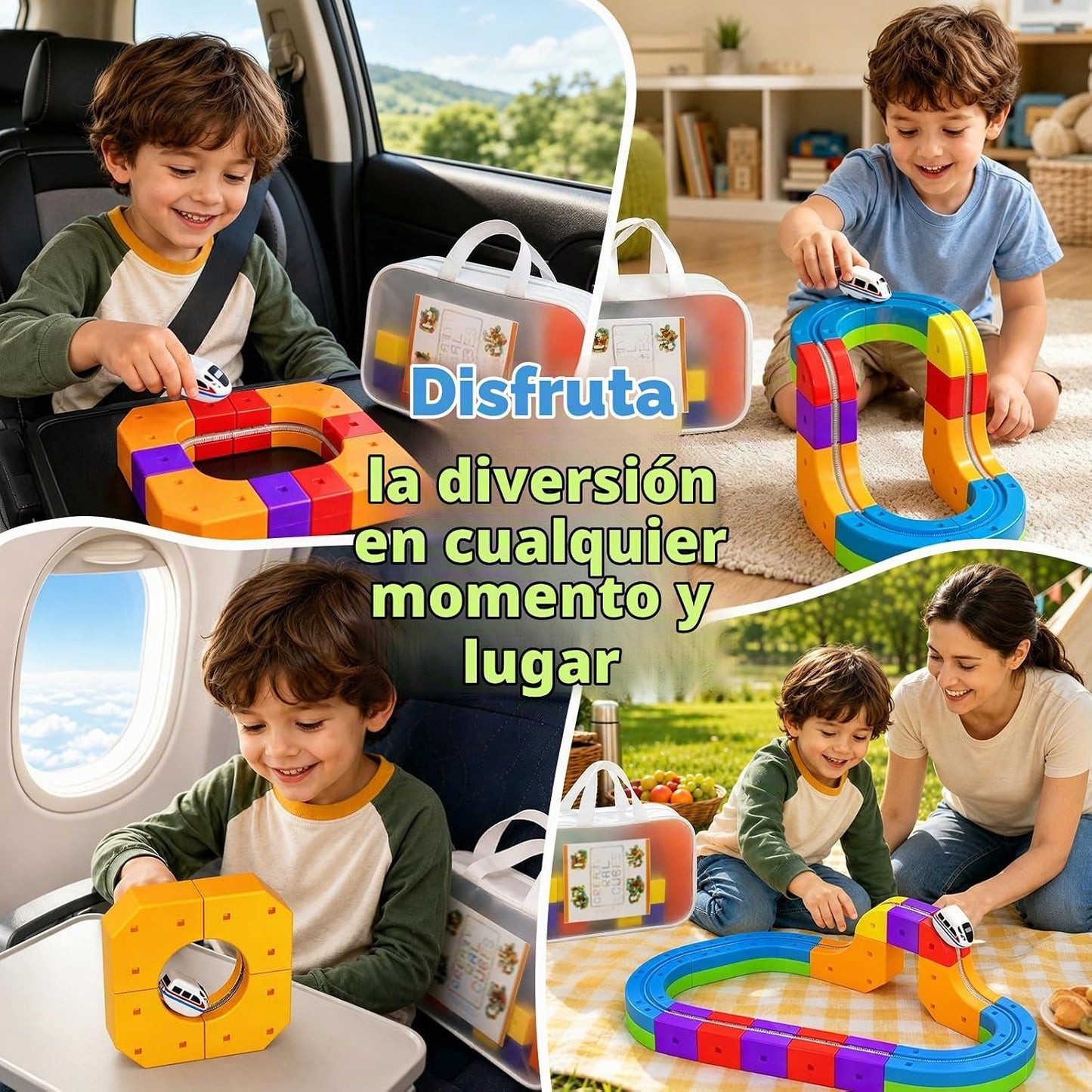 Juego de tren eléctrico para niños, 22 piezas de juguete de pista d...