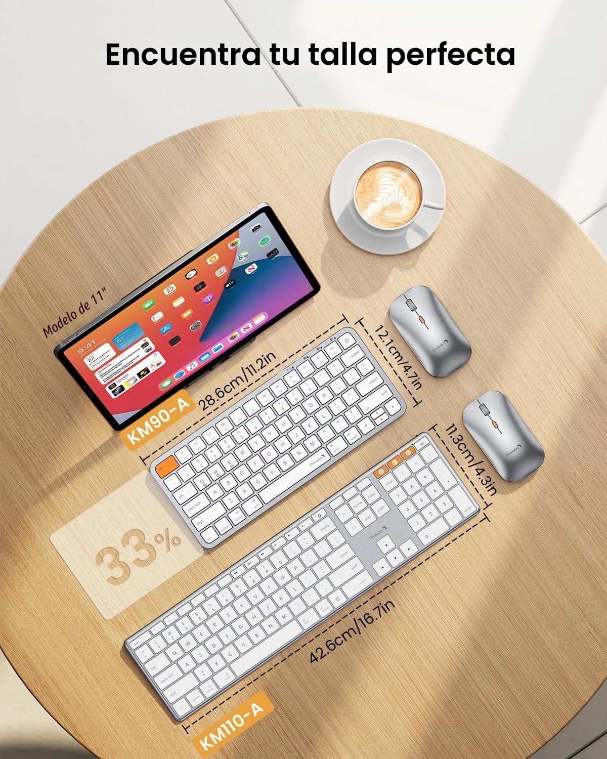ProtoArc Teclado retroiluminado compacto Bluetooth y ratón para Mac...