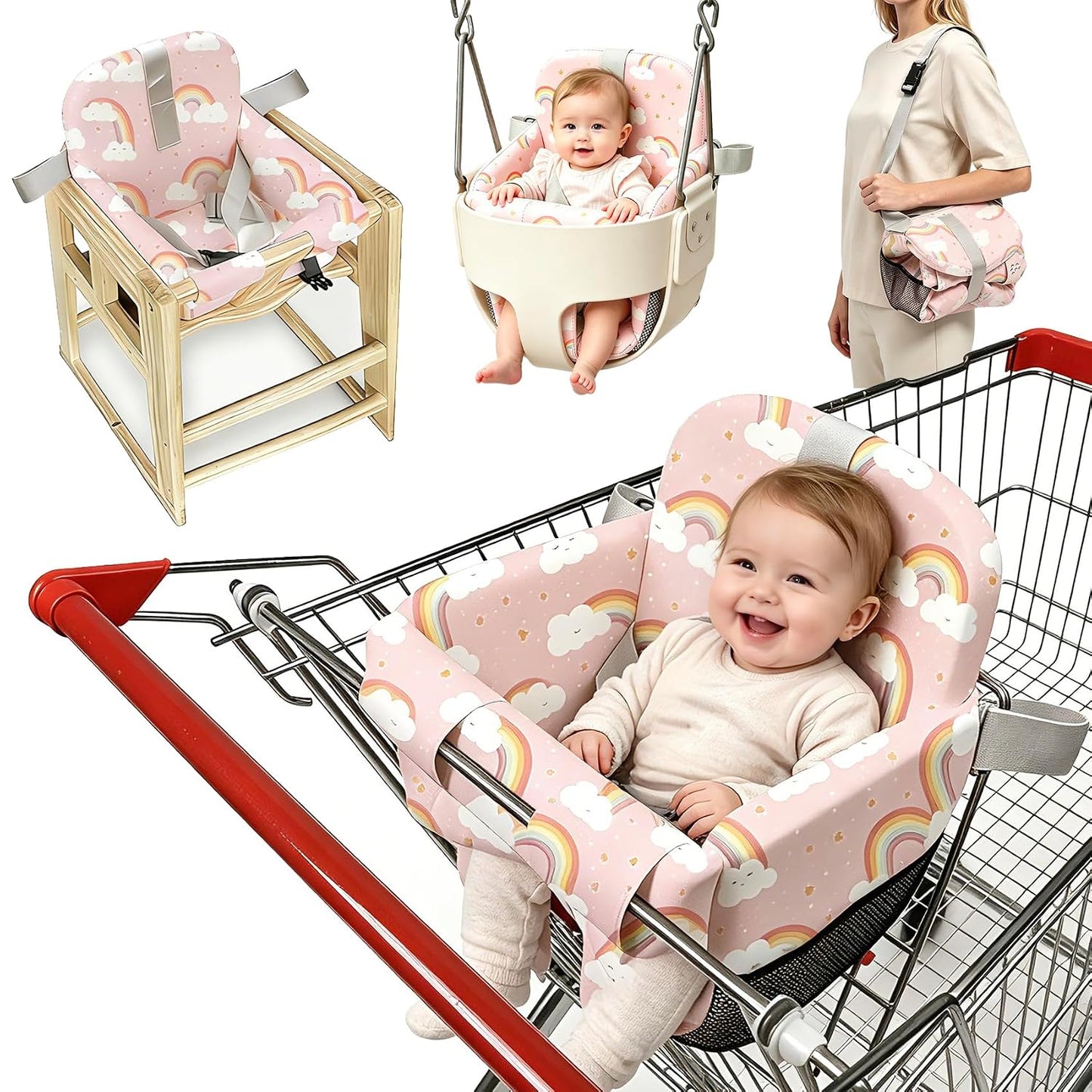 Funda de asiento de carrito de compras para bebé niña y niño, funda...