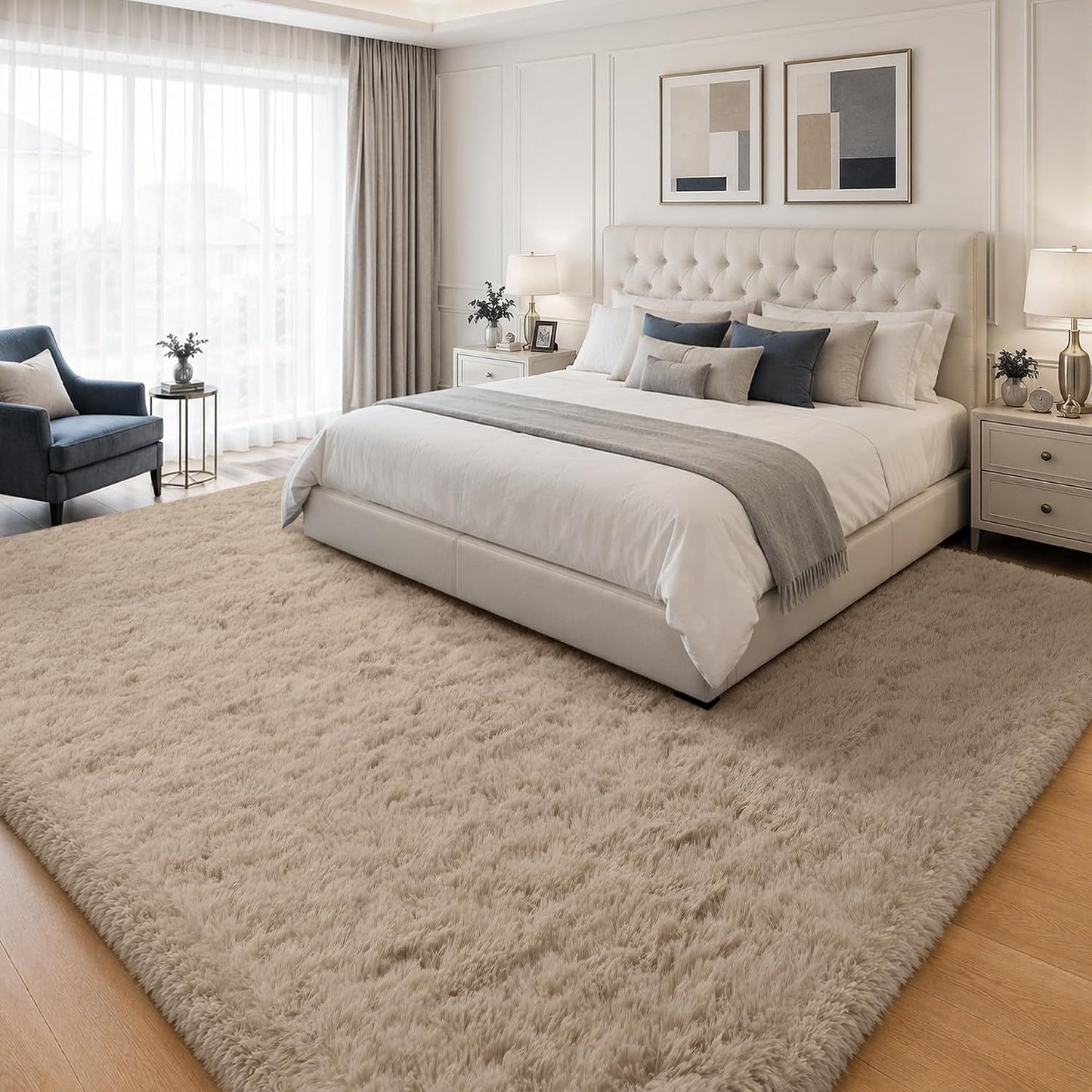 Alfombra de área para sala de estar y dormitorio: 9x12 camello suav...