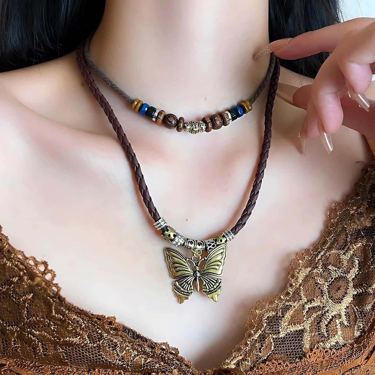 CZMZHFC Collar bohemio para mujer, collares con colgante de maripos...