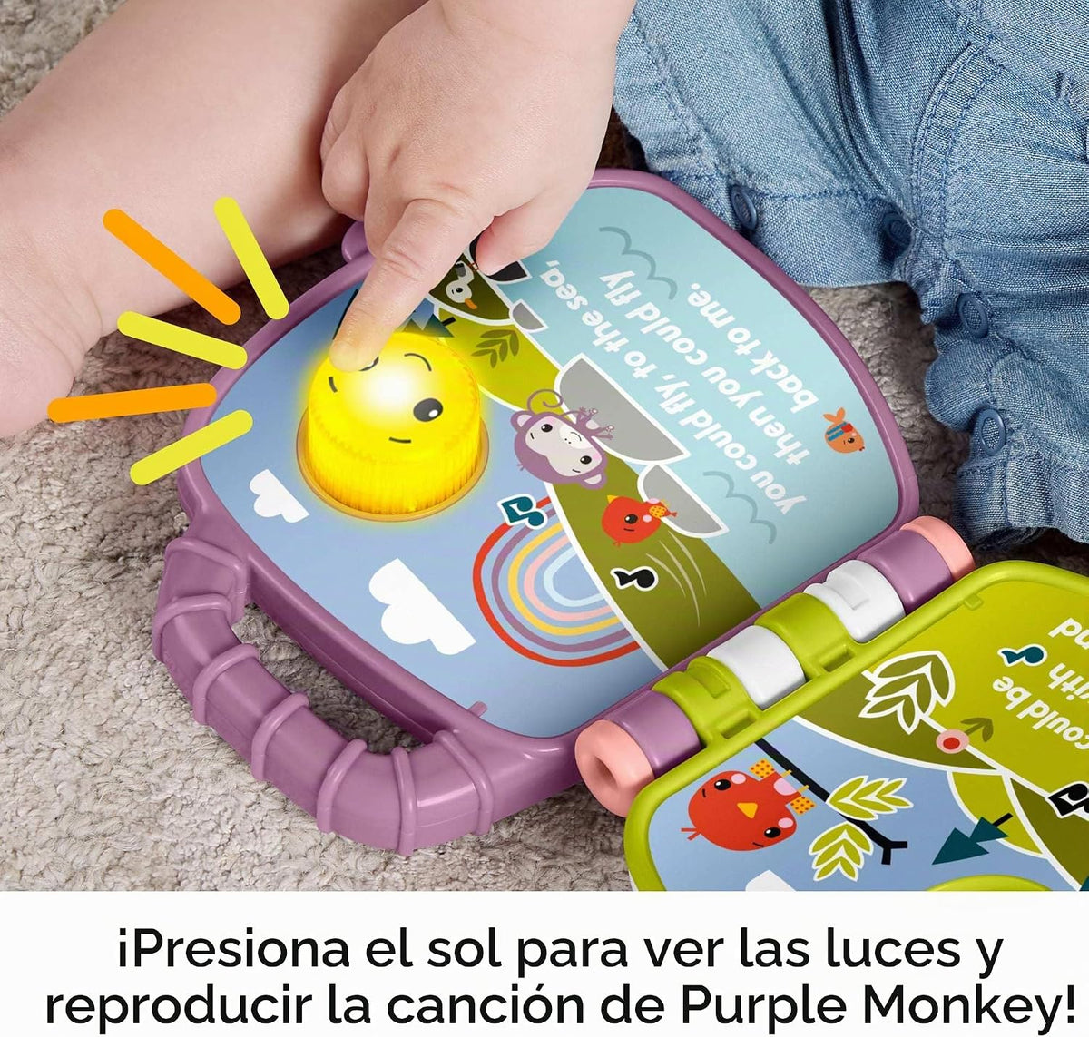 Fisher-Price Libro de cuentos musical Purple Monkey | Juguete para...
