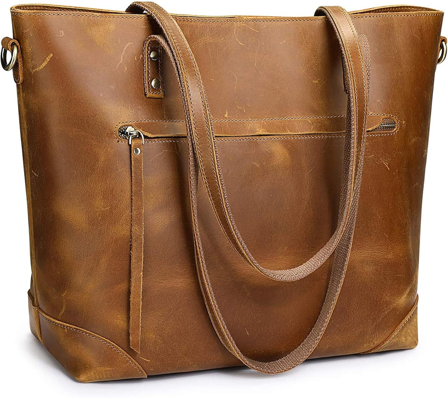 S-ZONE Bolso de hombro vintage de cuero genuino, bolsos de trabajo...