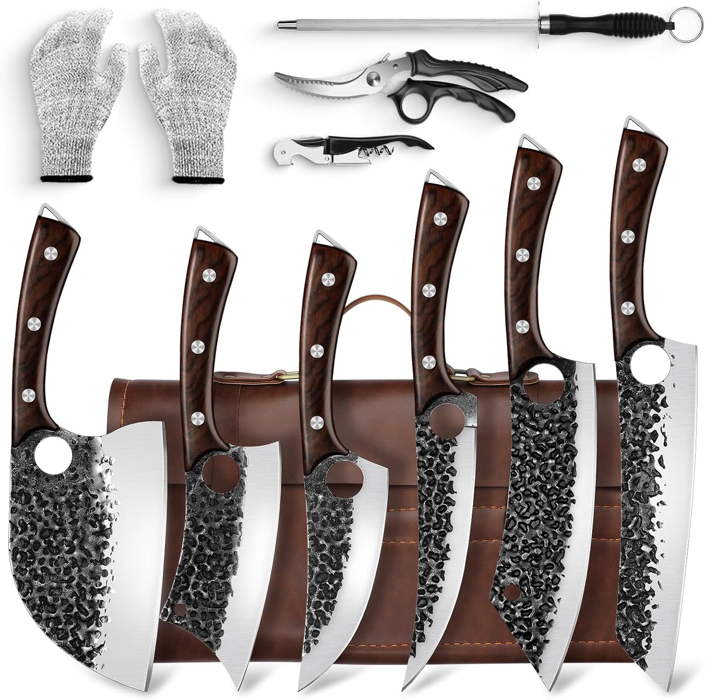 DRGSKL Juego de cuchillos de chef serbio - Juego de 6 cuchillos for...