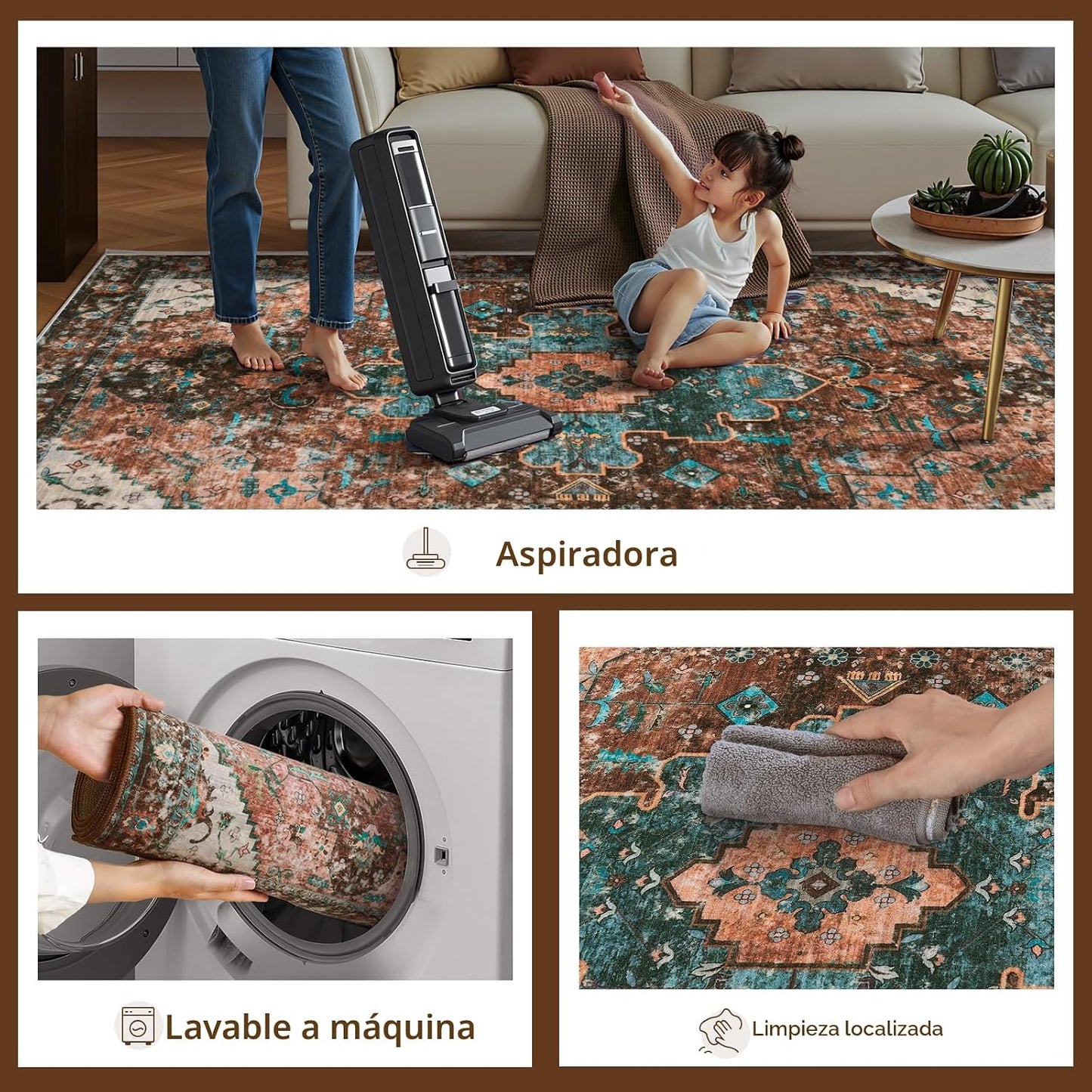 Ciicool Alfombra de Área 5x7 pies Alfombras Lavables para Sala de E...