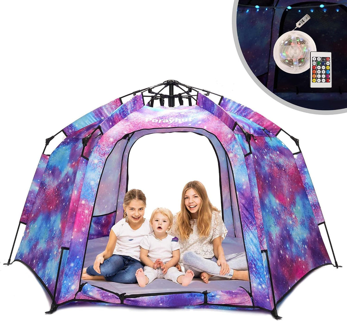 Tienda de campaña hexagonal portátil para niños con tira de luces L...