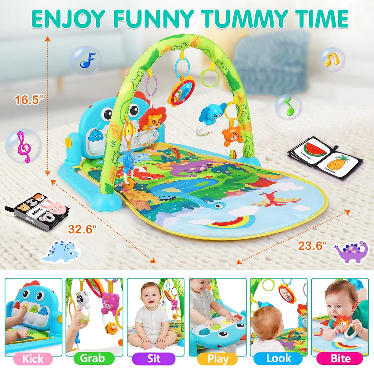 UMIKU - Tapete de juego para bebé, tapete para el tiempo boca abajo...