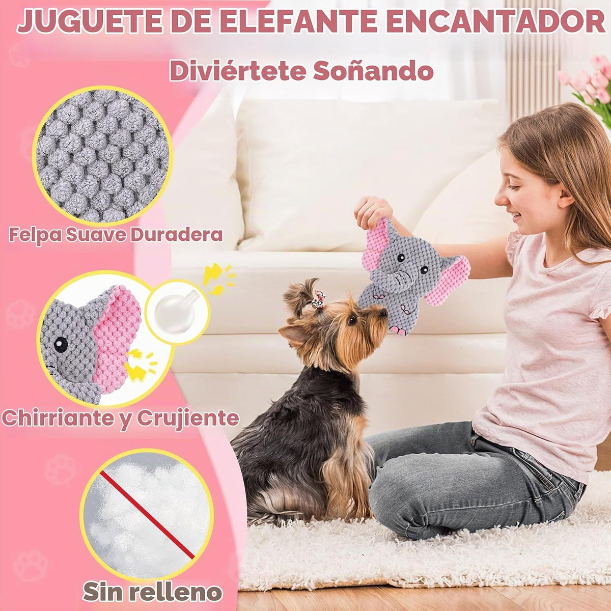 XIUGOAL Juguetes rosados para cachorros para el aburrimiento, paque...