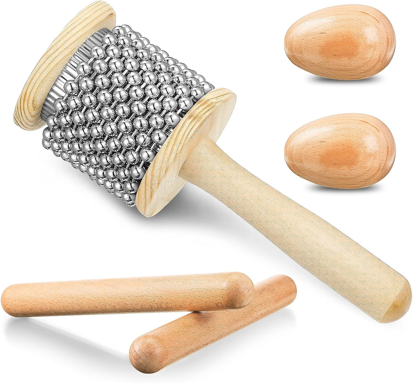 Nuanchu - Juego de instrumentos de percusión de mano de madera, 5 p...