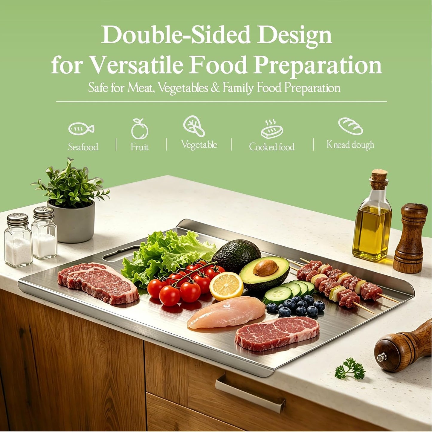Juego de 3 tablas de cortar de acero inoxidable para cocina, tabla...