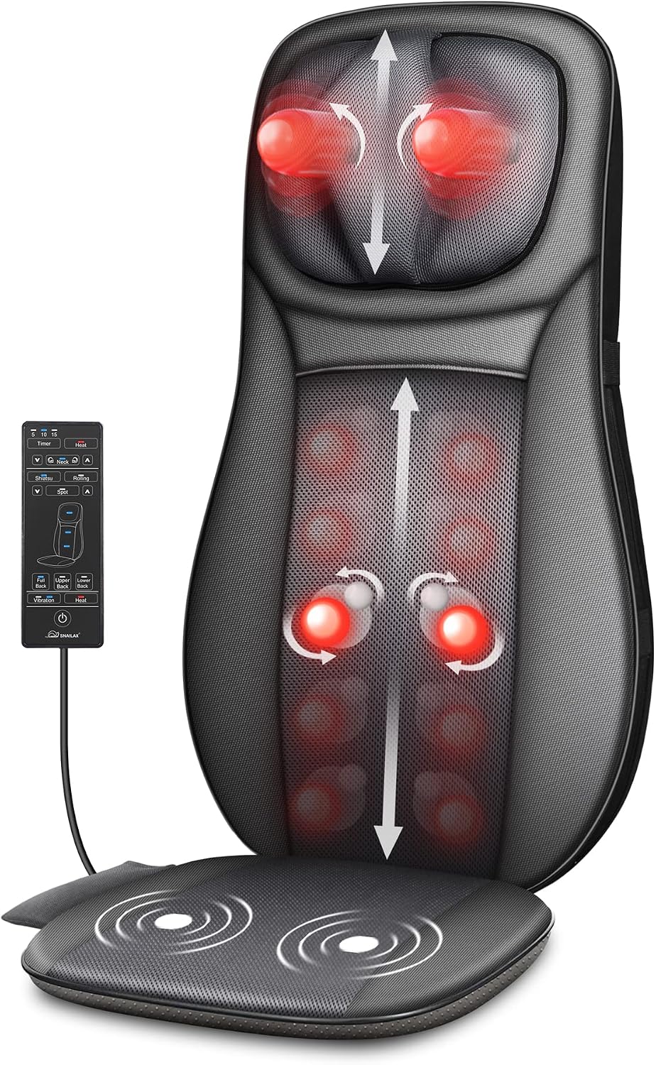 Snailax Shiatsu Masajeador de cuello y espalda con almohadilla térm...