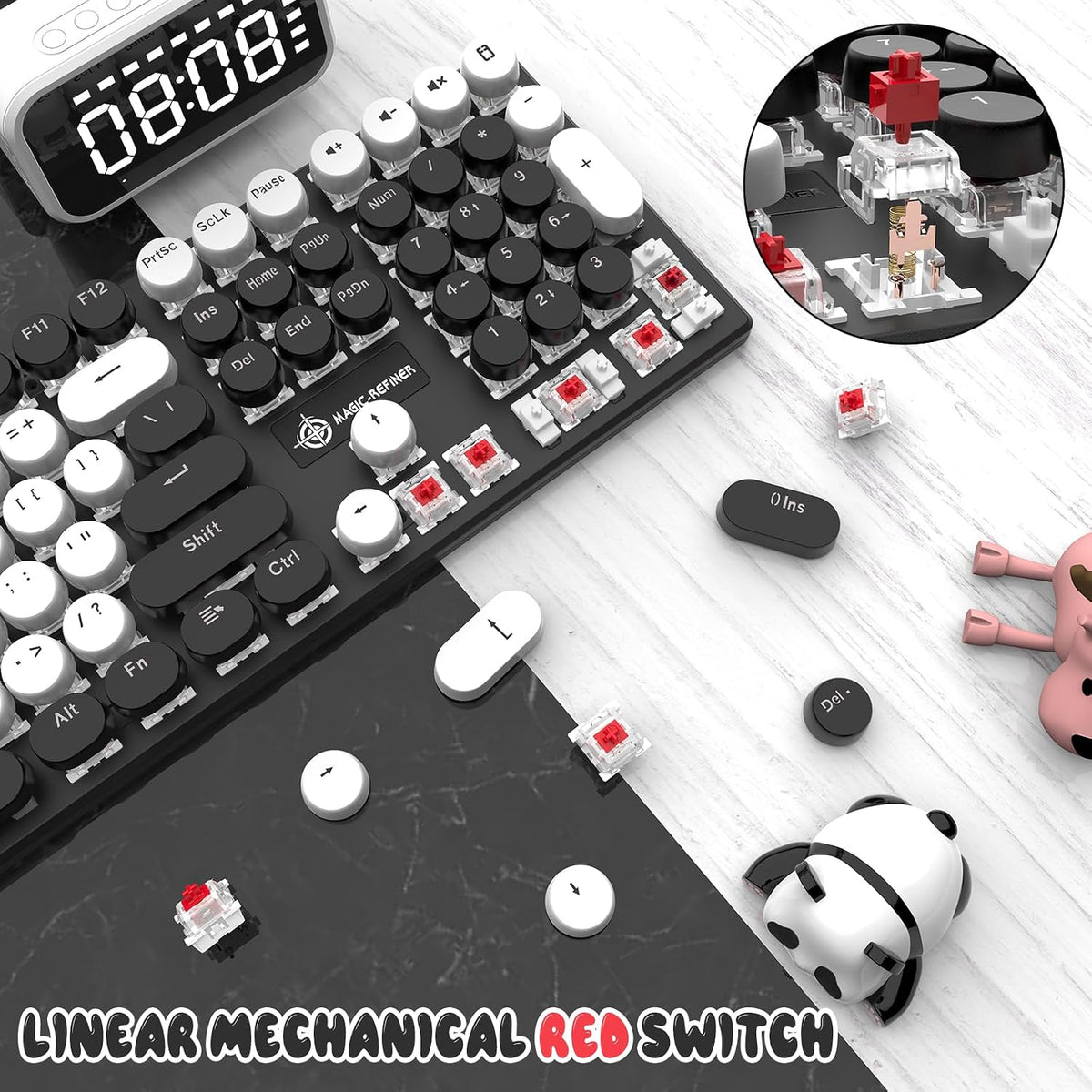 Teclado mecánico retro con cable para juegos, estilo máquina de esc...