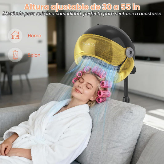 TASALON Secador de pelo portátil dorado con capucha para el hogar,...