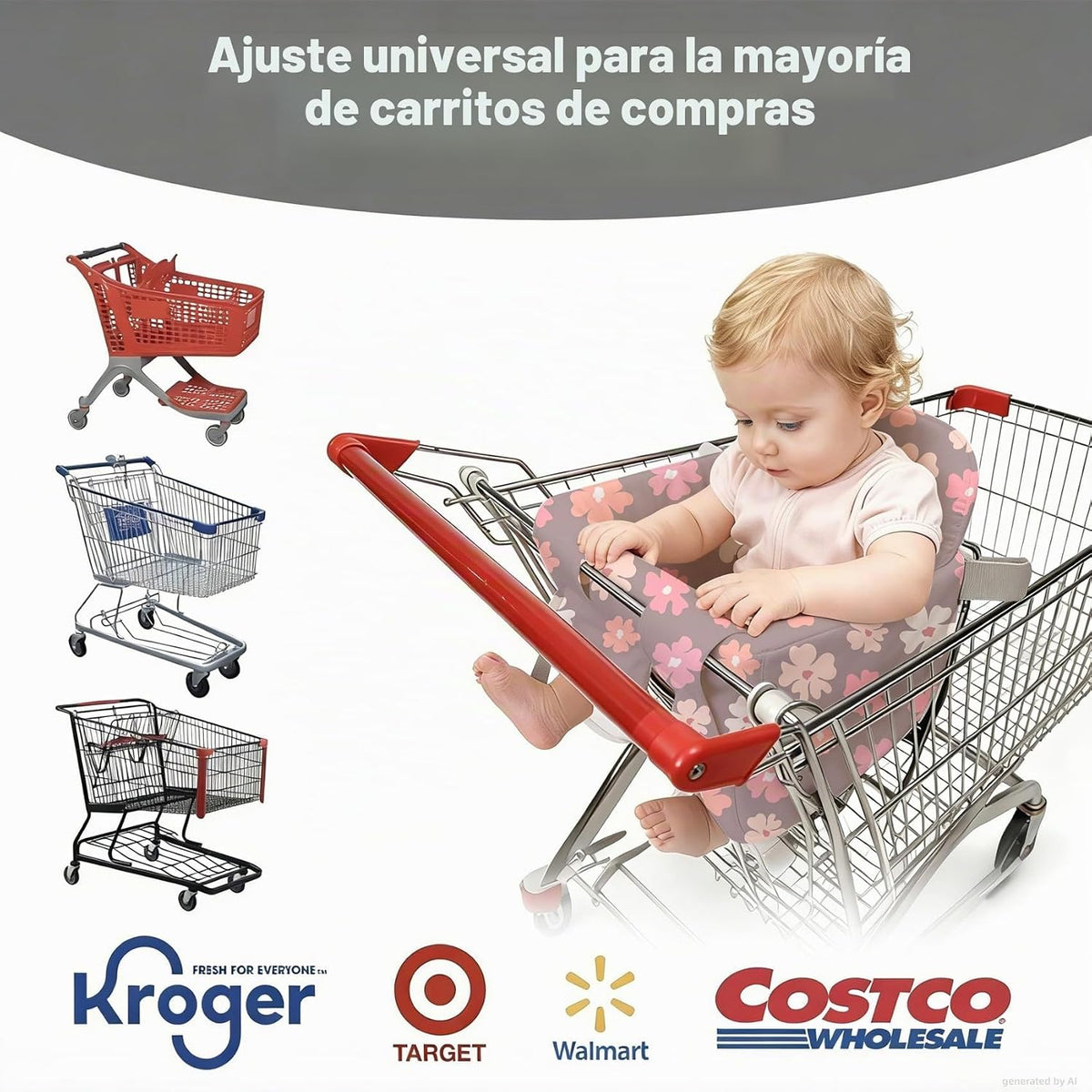 Funda acolchada para carrito de compras para bebés y niños pequeños...