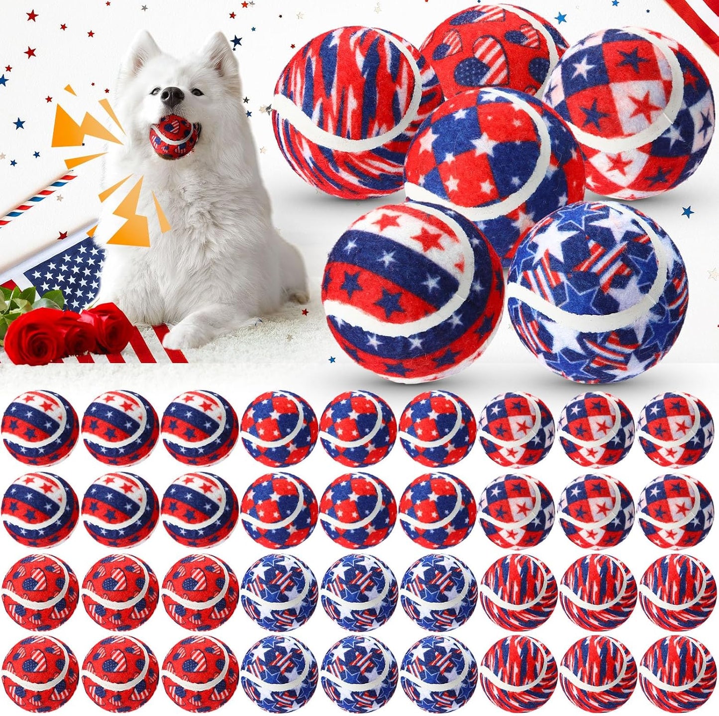 Suilung 36 pelotas de tenis chirriantes para perros del Día de la I...