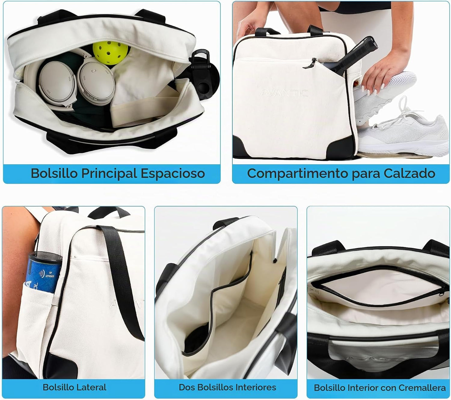 Avantic Bolsa de Padel 2 en 1 Mochila y Tote con Bolsillo Delantero...
