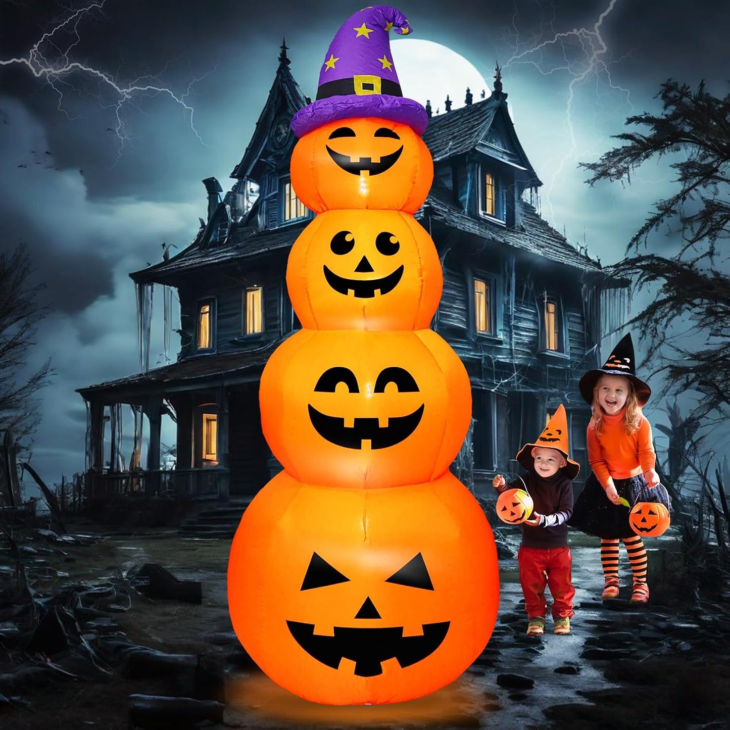 DearSun Calabazas inflables apiladas de Halloween de 8 pies de alto...