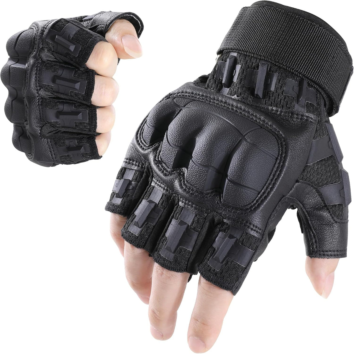 WTACTFUL Guantes tácticos sin dedos para hombres y mujeres, palma r...