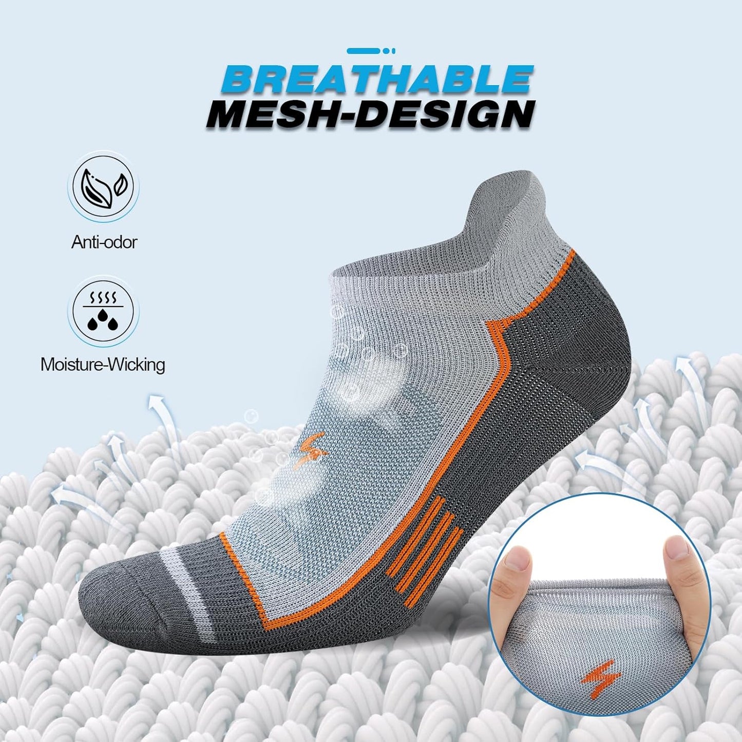 Cirorld Calcetines deportivos de algodón para hombre, acolchados y...