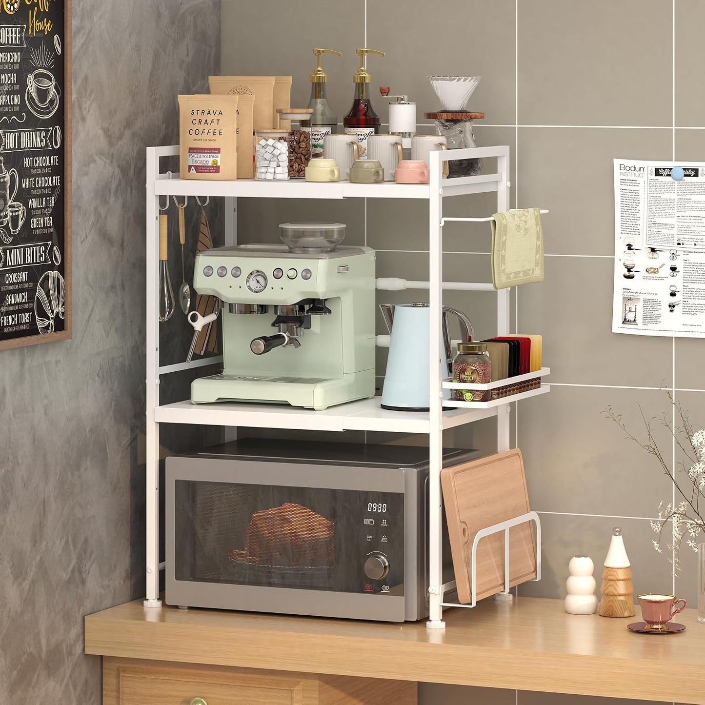 DOLALIKE Estante para horno de microondas, soporte expandible para...