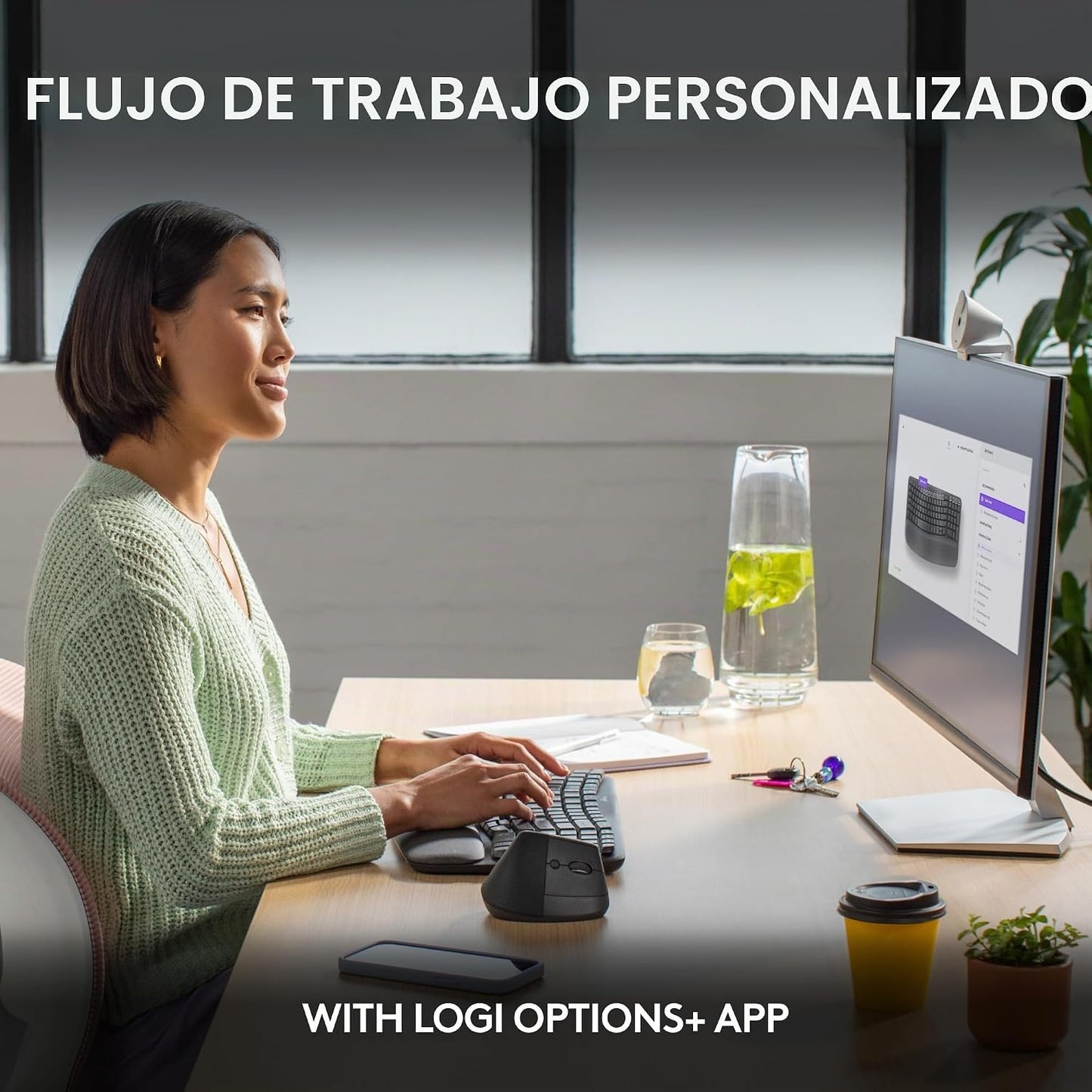 Logitech Wave Keys - Teclado ergonómico inalámbrico con reposamanos...