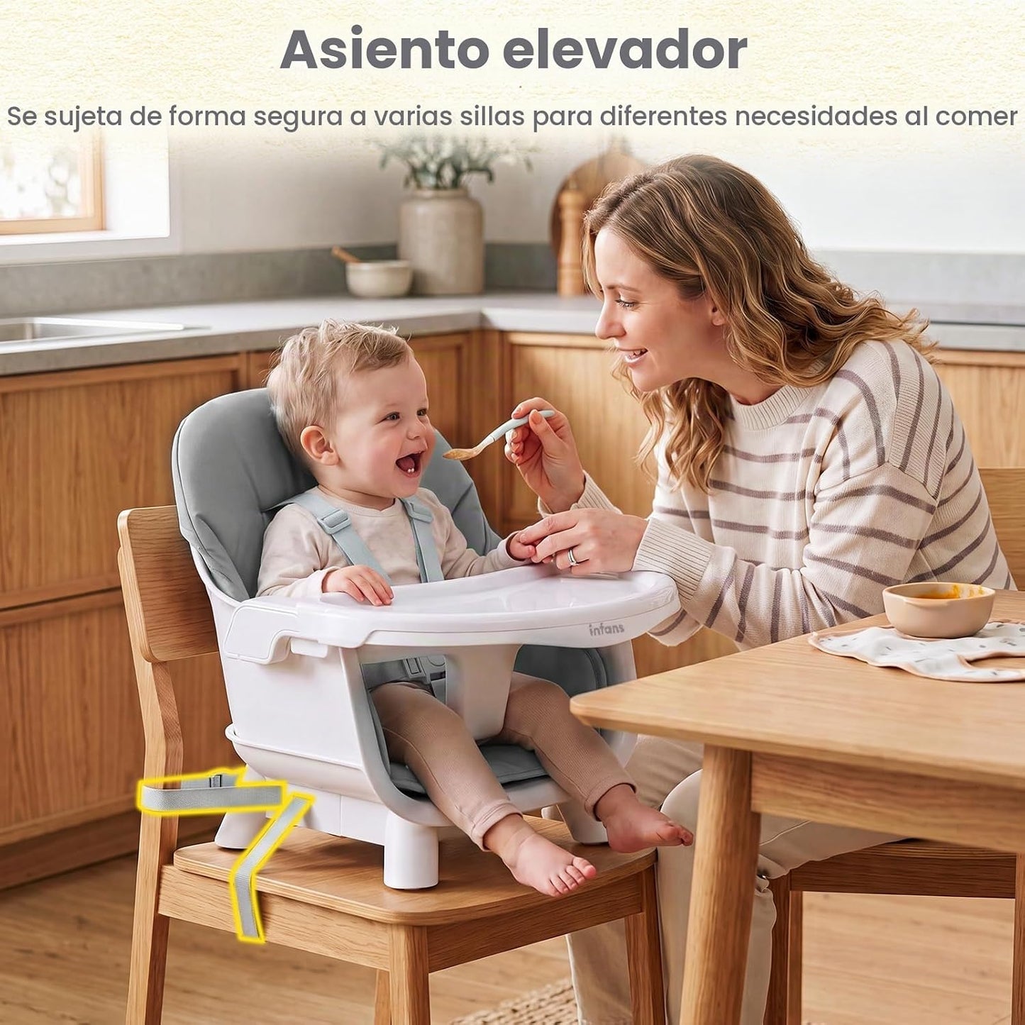 INFANS Silla alta 8 en 1 para bebé, convertible a asiento elevador,...