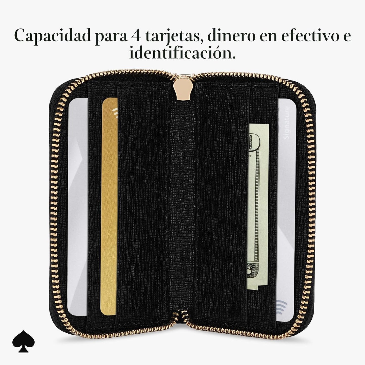 kate spade new york Devin Zip - Tarjetero magnético, color negro |...